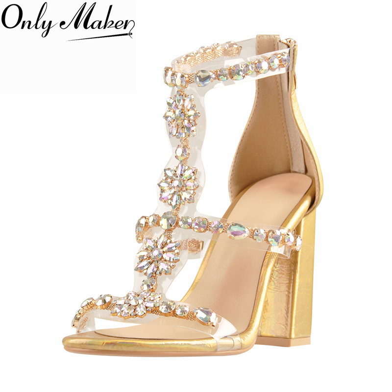 Wedding Super - Onlymaker Women Gold Rhinestone Gladiator Sandals