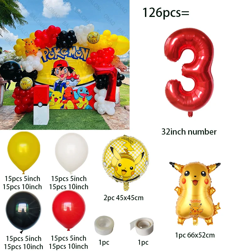 126pcs Cartoon Pikachu Theme B - Wedding Balloon Arch review and price