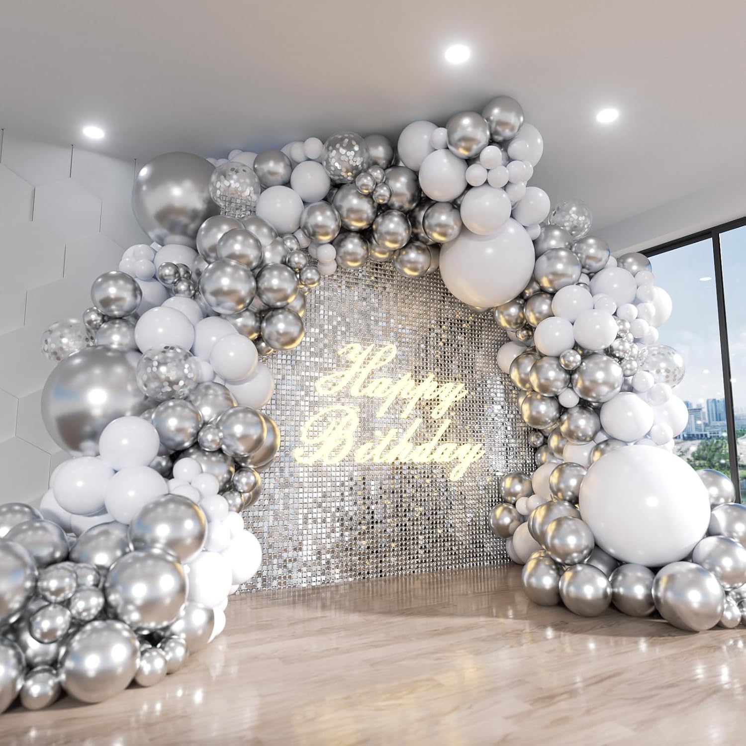 112Pcs White and Silver Balloo - Wedding Balloon Arch review and price