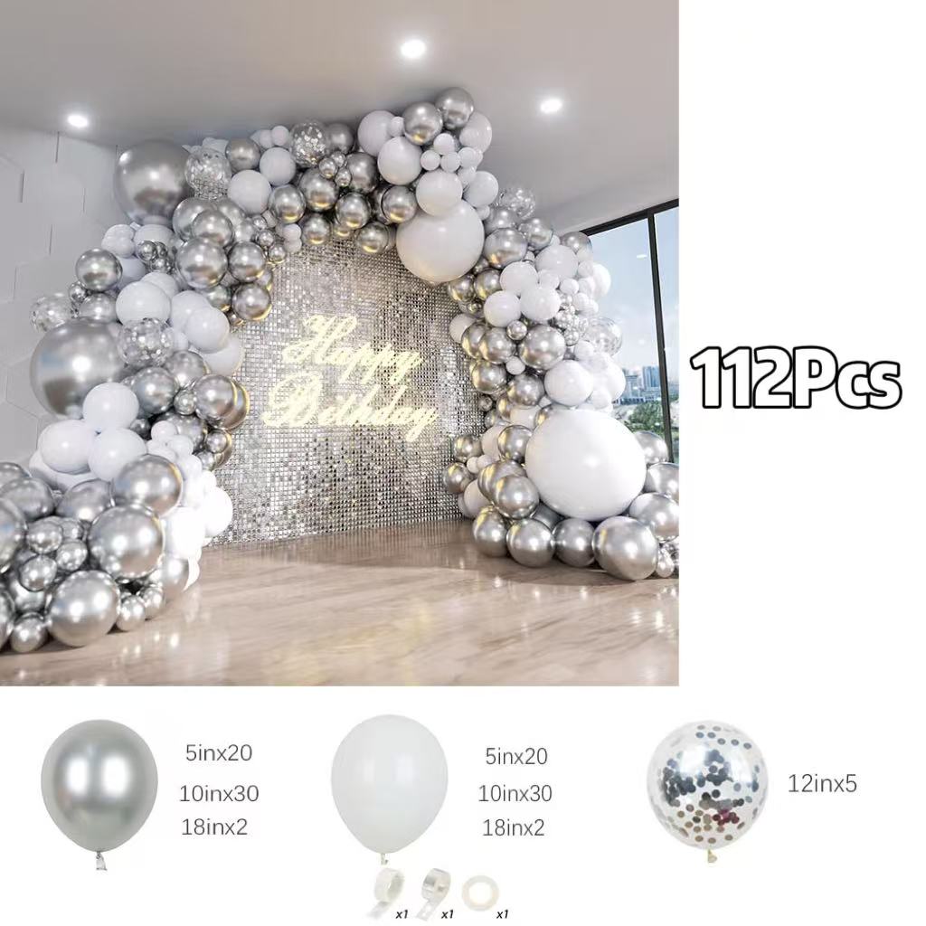 112Pcs White and Silver Balloo - Wedding Balloon Arch review and price