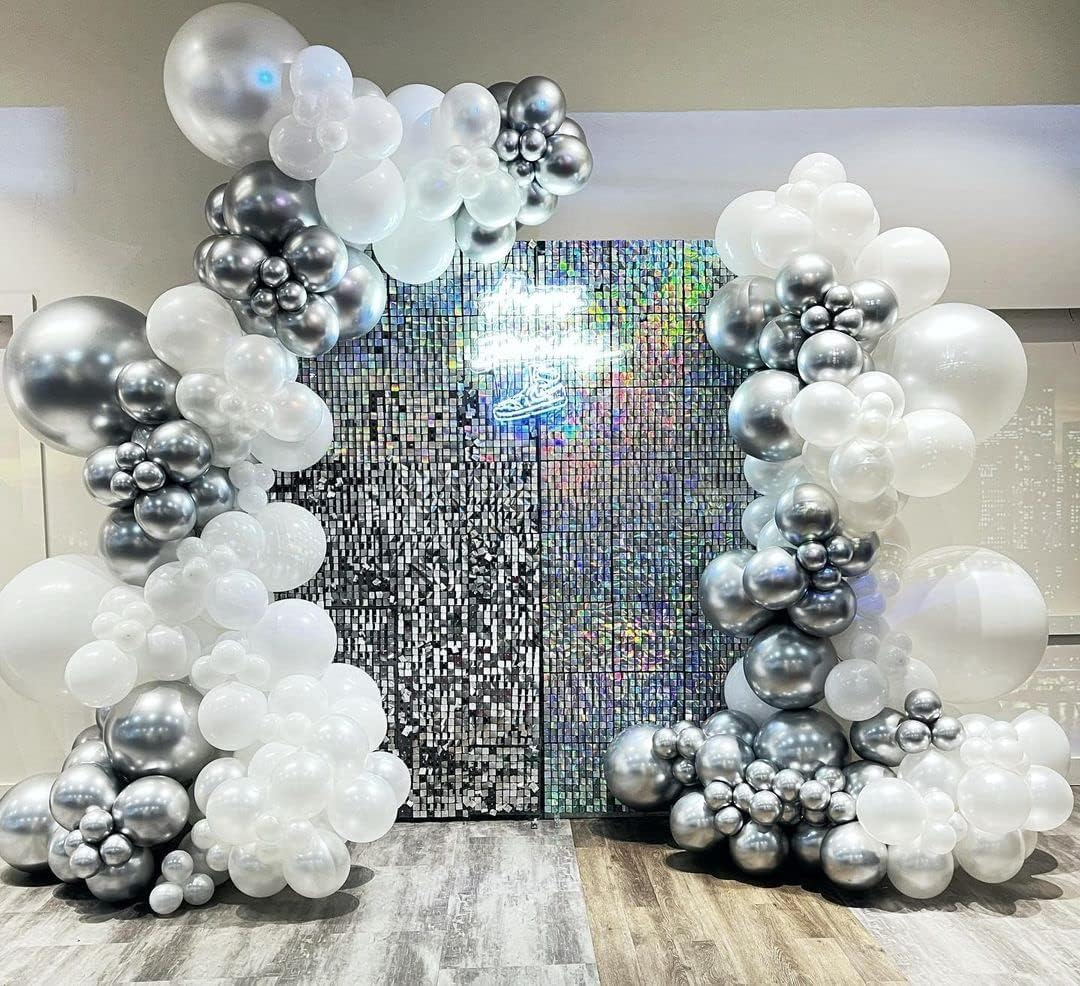 112Pcs White and Silver Balloo - Wedding Balloon Arch review and price