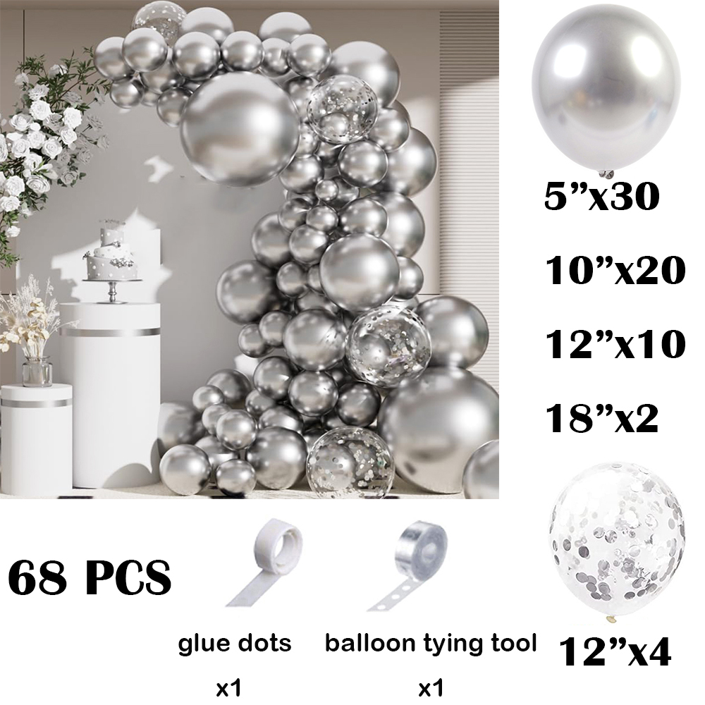 68Pcs Metallic Silver Balloons - Wedding Balloon Arch review and price