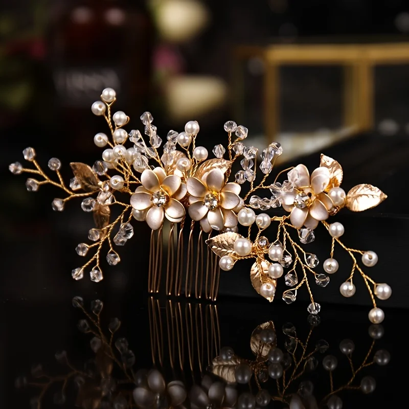 Handmade Gold Color Flower Hai - Wedding Supply Store review and price
