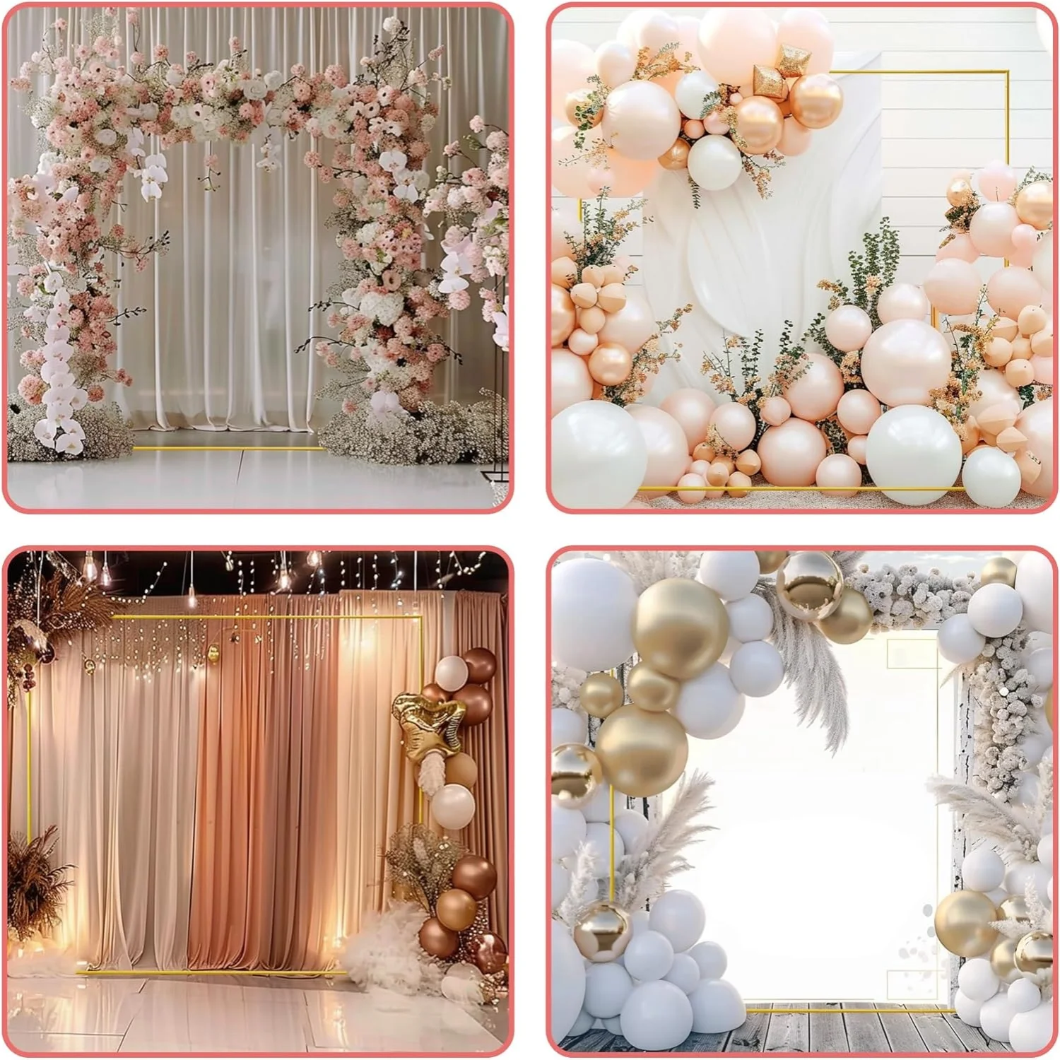 Gold Wedding Arches Square Bac - Wedding Balloon Arch review and price